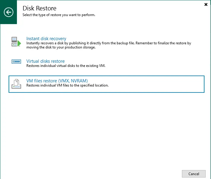 Veeam backup disk restore