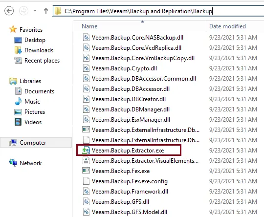 Veeam backup installed directory