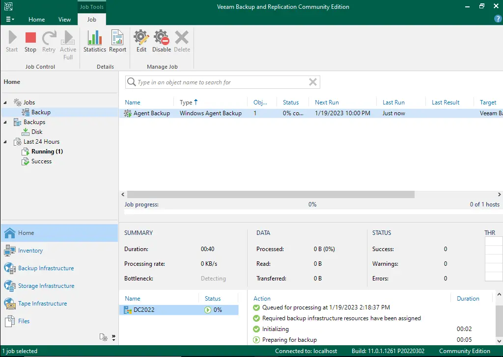 Veeam backup job running