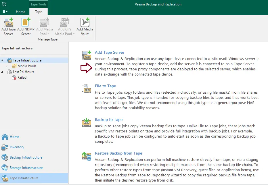 Veeam backup tape infrastructure