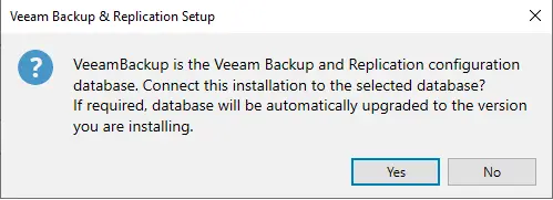 Veeam database automatically upgraded