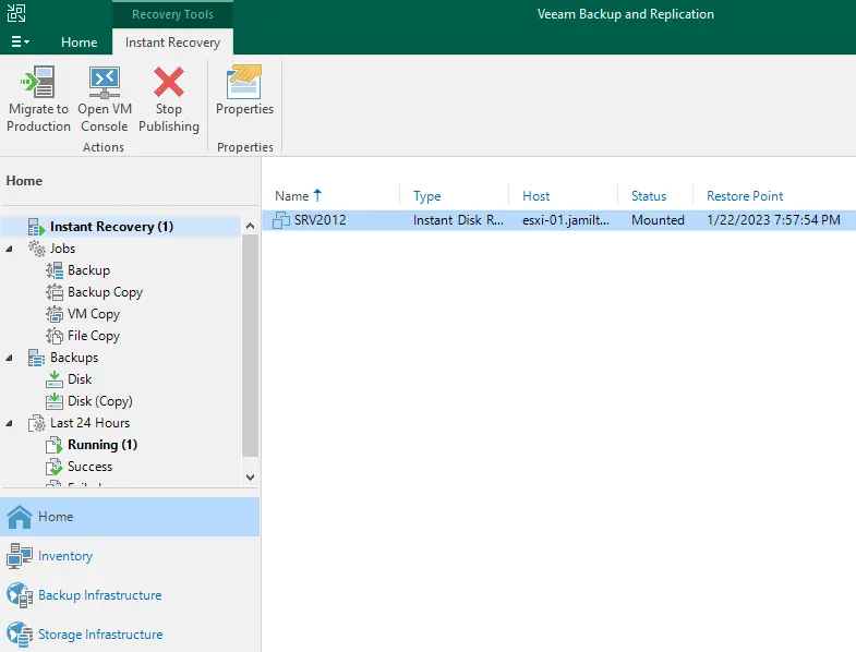 Veeam instant recovery disk