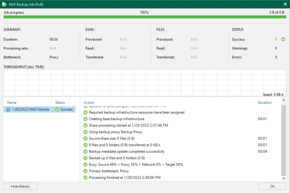 Veeam job progress