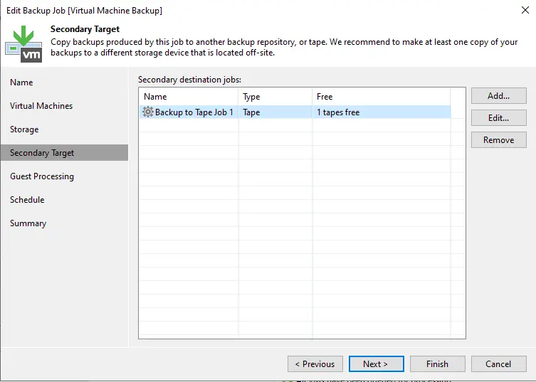 Veeam jobs secondary target