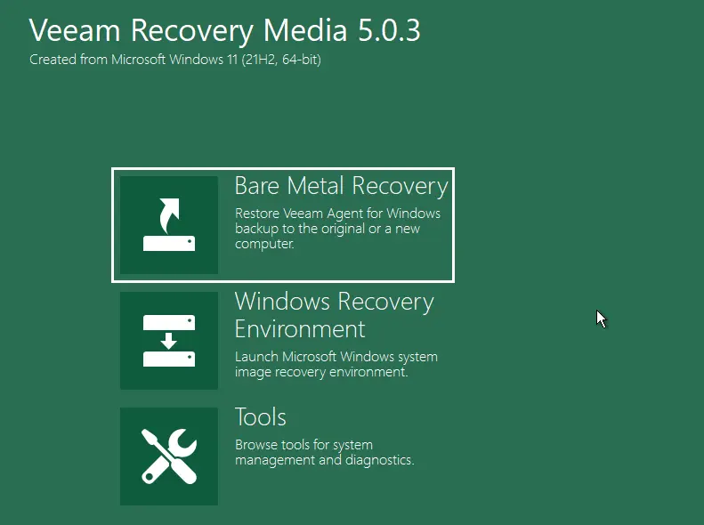Veeam recovery media