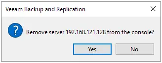 Veeam remove server from console