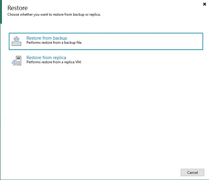 Veeam restore from backup