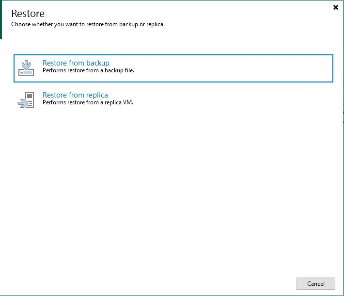 Veeam restore from backup