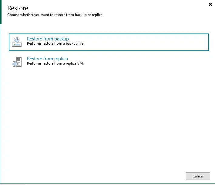 Veeam restore from backup