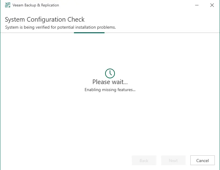 Veeam system configuration check enabling