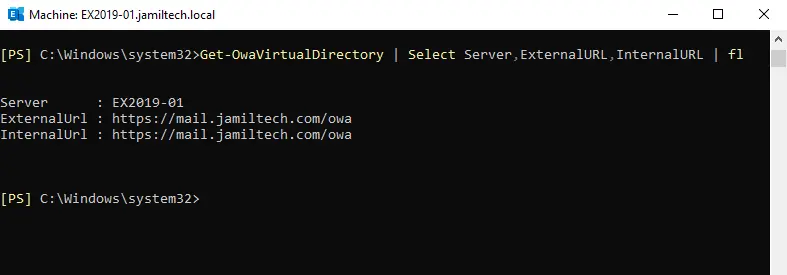 Verify OWA virtual directory PowerShell