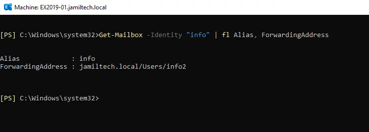 Verify email forwarding PowerShell