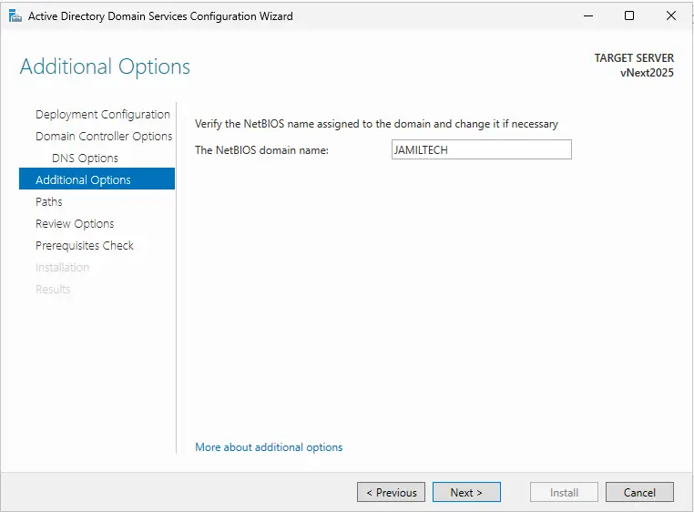 Verify the NetBIOS name assigned