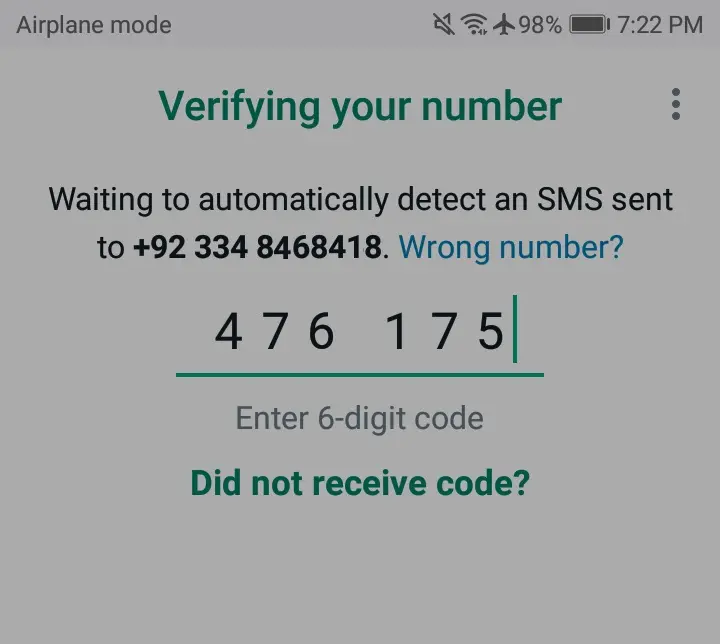 Verifying your number WhatsApp