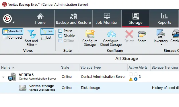 Veritas Backup Exec Storage