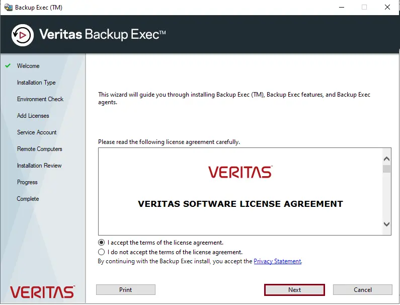 Veritas software license agreement