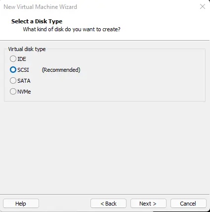 Virtual disk type SCSI