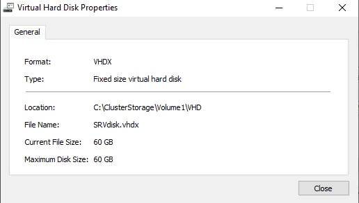 Virtual hard disk properties