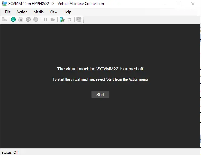 Virtual machine connection start VM