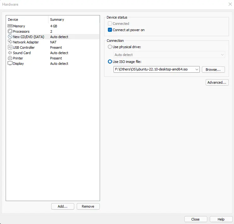 Virtual machine customize settings