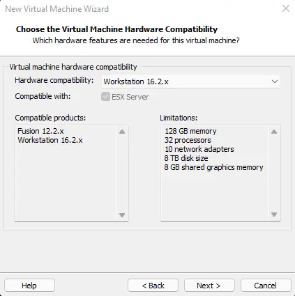 Virtual machine hardware compatibility