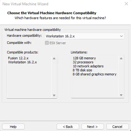 Virtual machine hardware compatibility