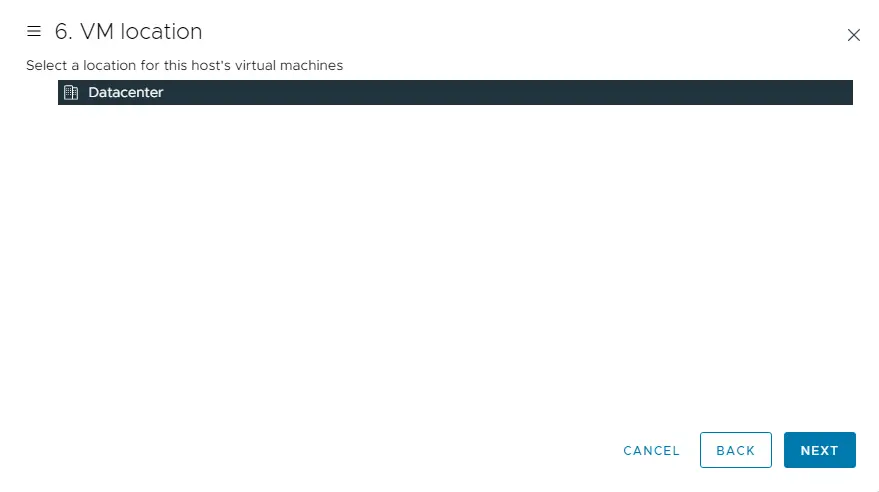 Virtual machine location for the host’s