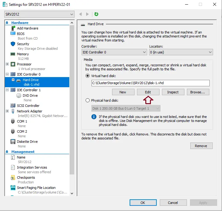 Virtual machine settings