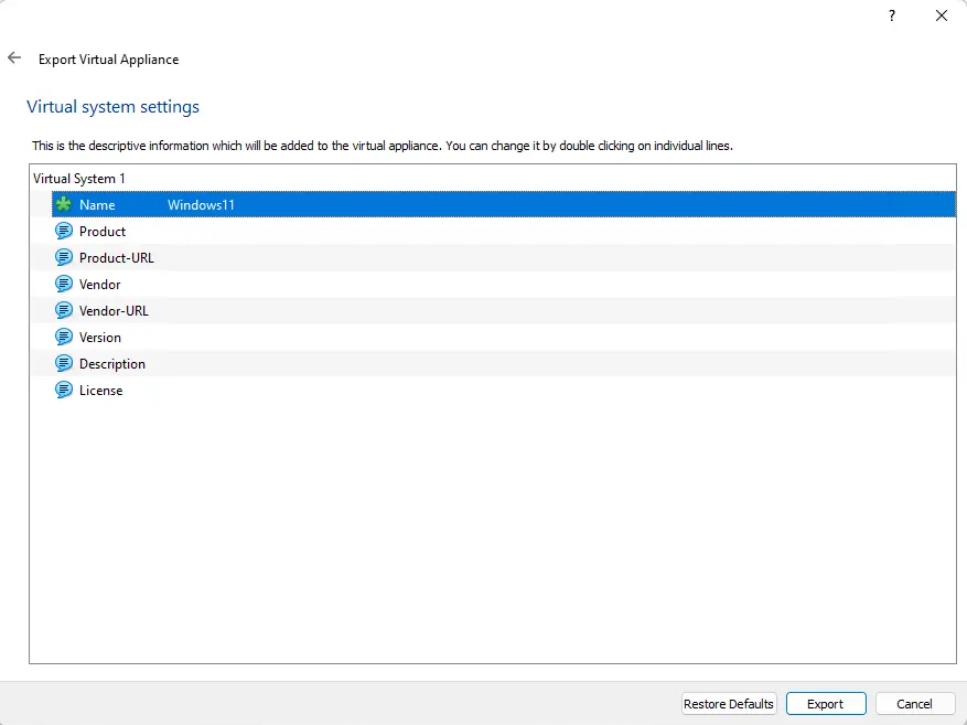 Virtual system settings ova virtualbox