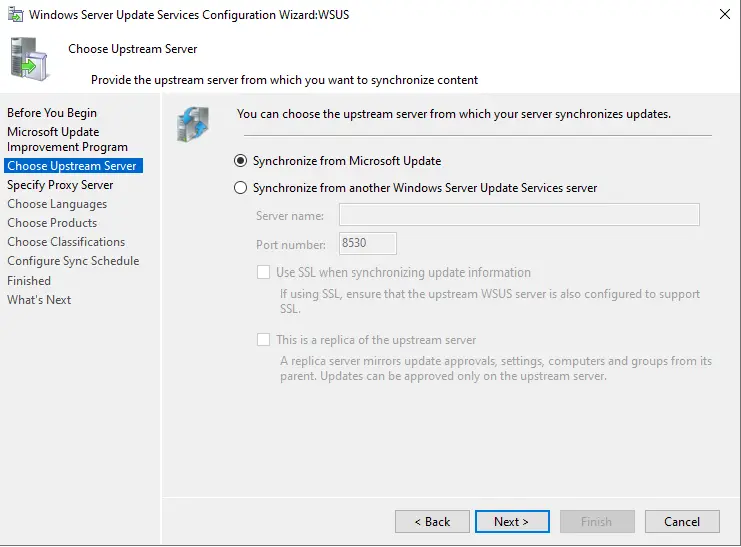 WSUS Choose Upstream Server