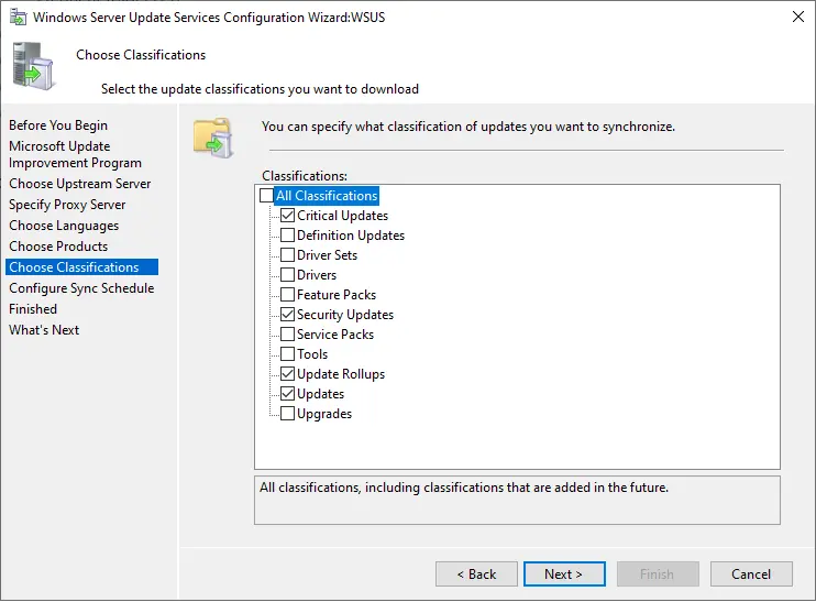 WSUS Update Classifications