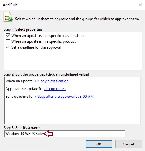 WSUS add automatic approval rule