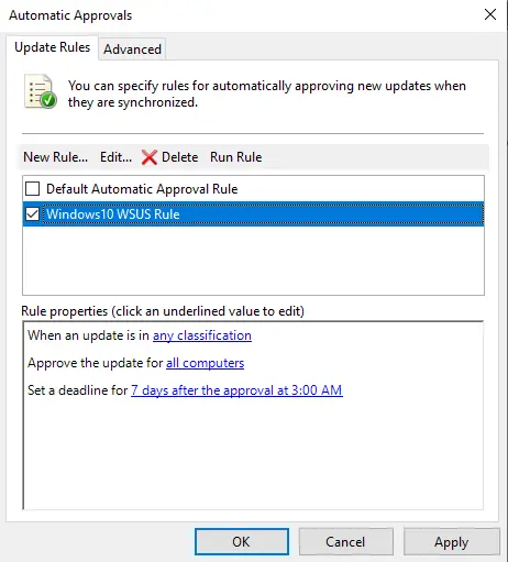 WSUS automatic approval