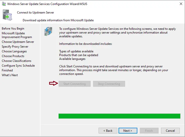 WSUS connect to upstream server