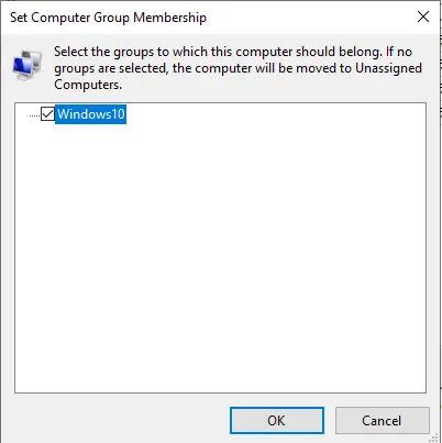WSUS set computer group membership