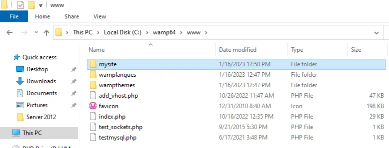 Wamp server directory