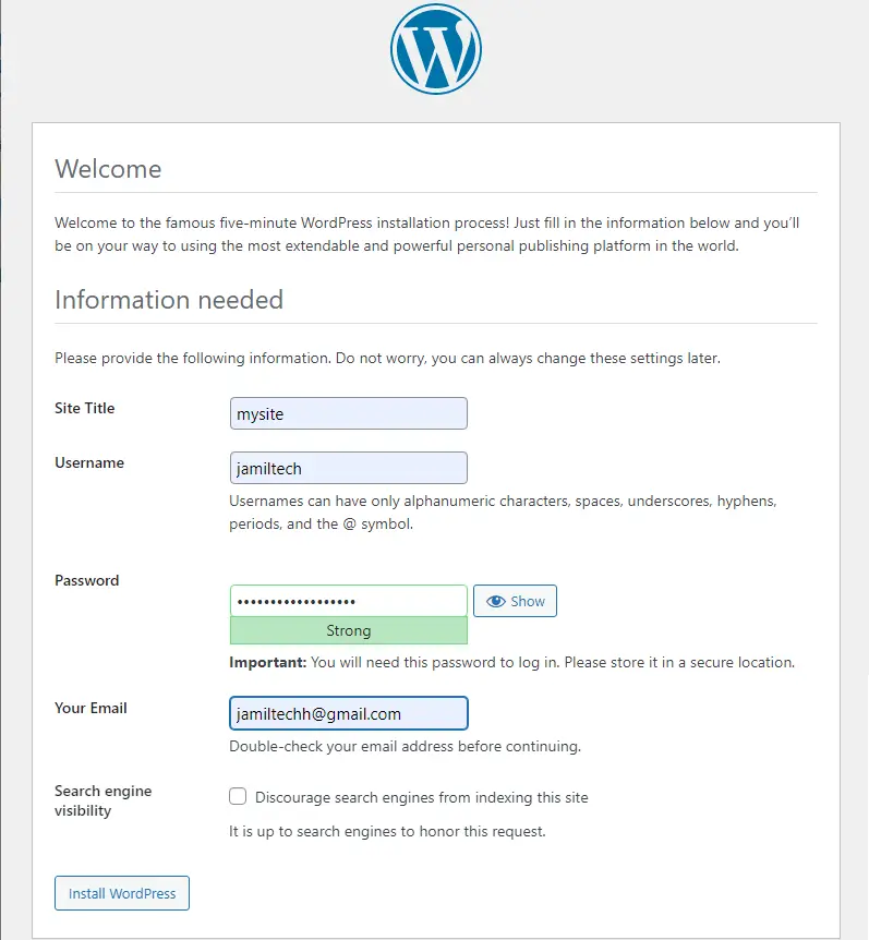 Wampserver install WordPress