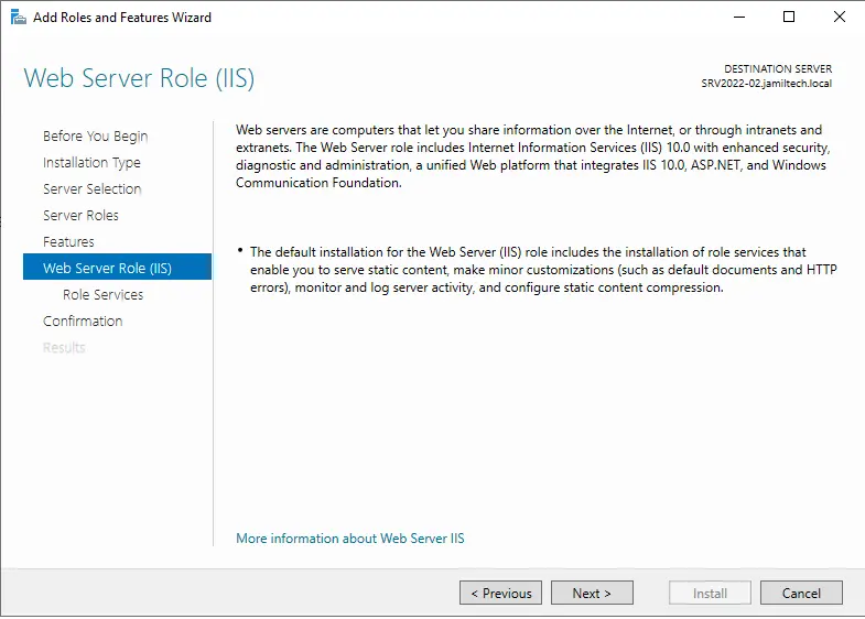 Web server role IIS