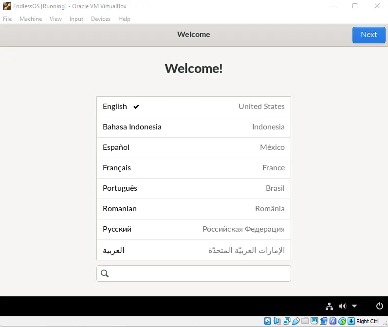 Welcome Endless OS language