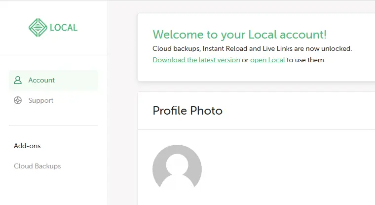 Welcome local by flywheel account