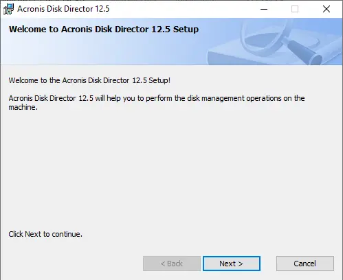 Welcome to Acronis disk director