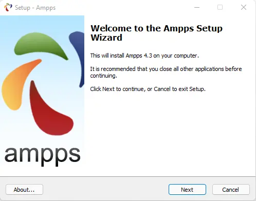 Welcome to Ampps setup wizard