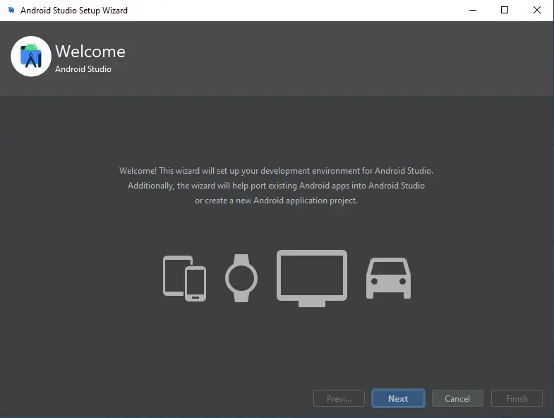 Welcome to Android Studio setup