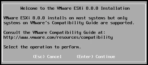 Welcome to VMware ESXi 8 installation