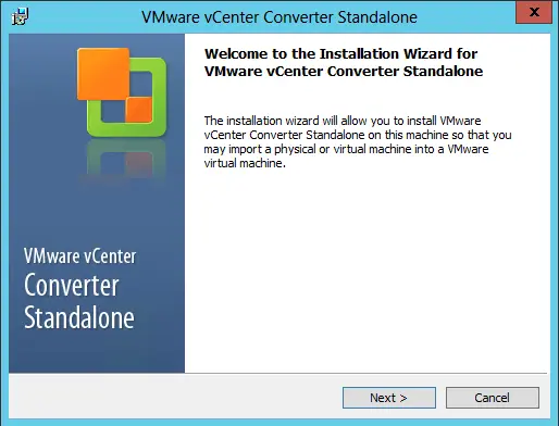 Welcome to VMware converter installation