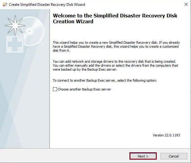 Welcome to disaster recovery disk Veritas