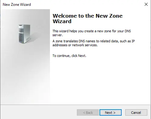 Welcome to new zone wizard