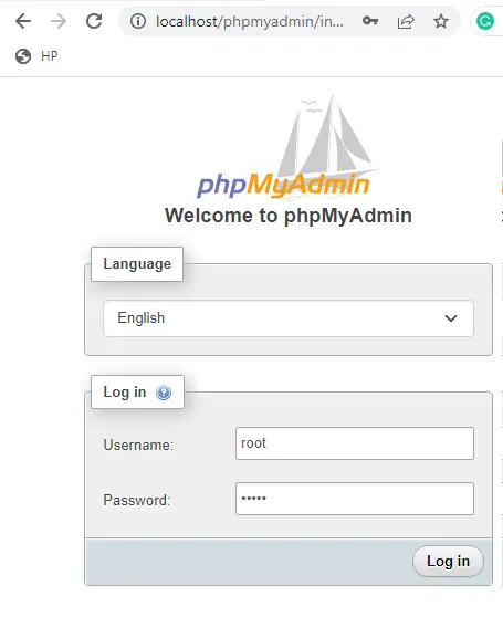 Welcome to phpmyadmin