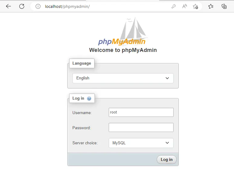 Welcome to phpmyadmin