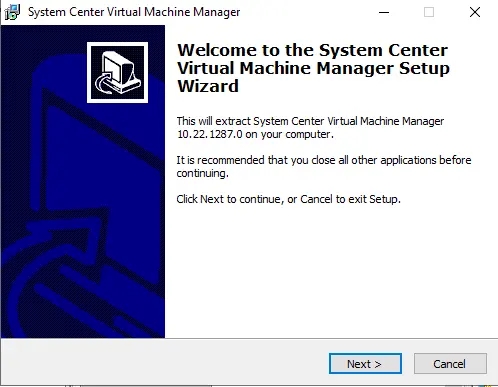 Welcome to system center setup wizard